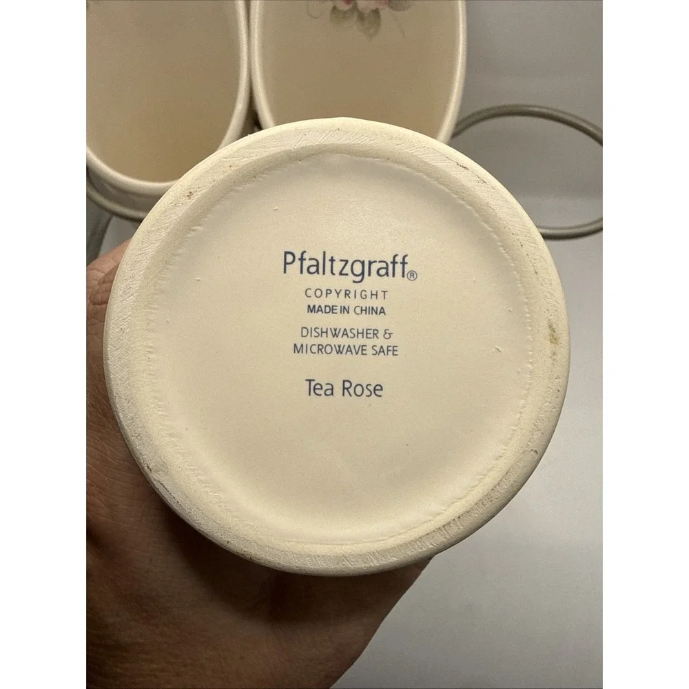 Pfaltzgraff TEA ROSE Flatware Caddy Silverware Utensil Holder With Stand.